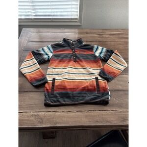 Cinch Womens Size S Striped Colorful Fleece Pullover Long Sleeve Snap